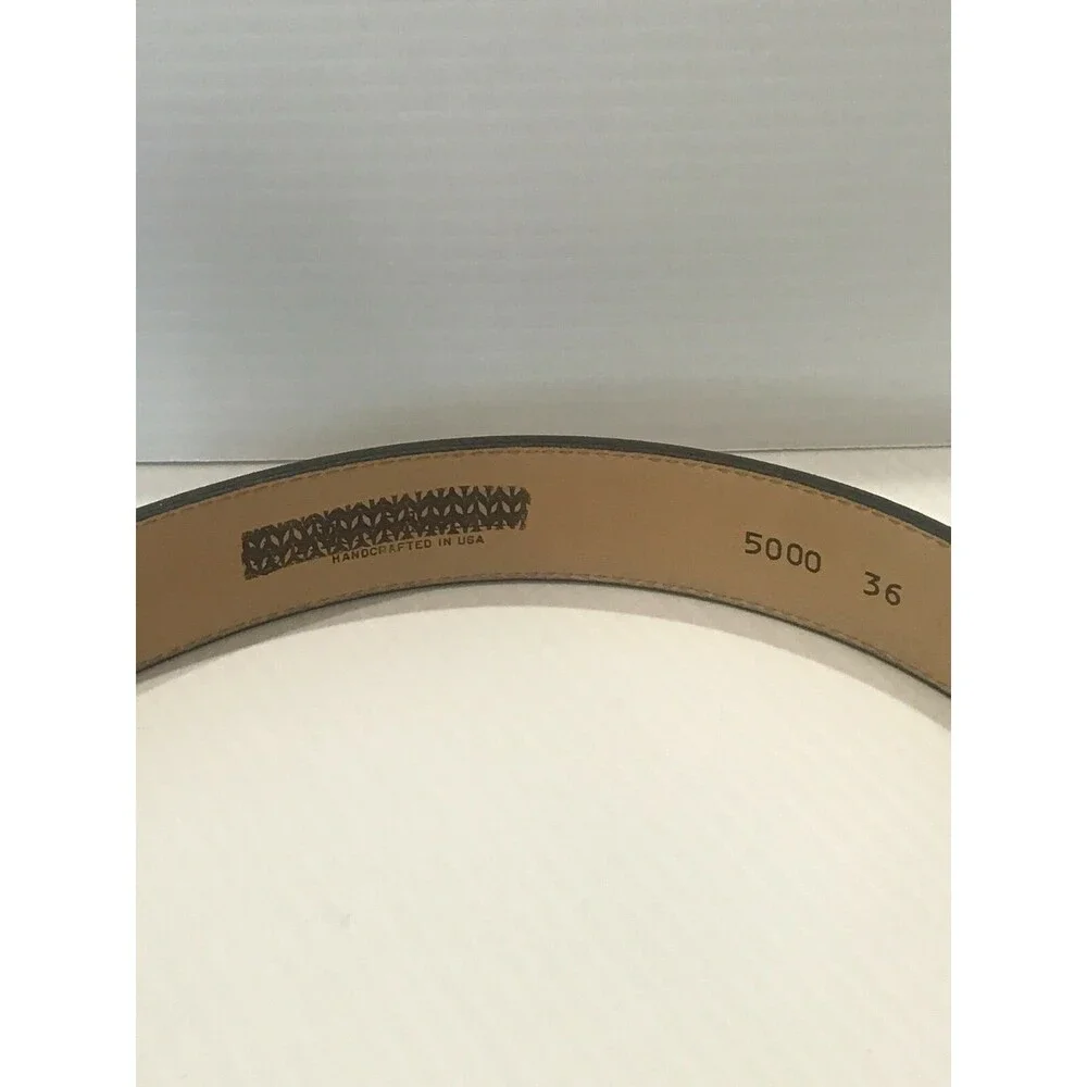 Lejon Men's Handcrafted Belt Leather Classic Brown Belt Silver Tone Buckle 36
